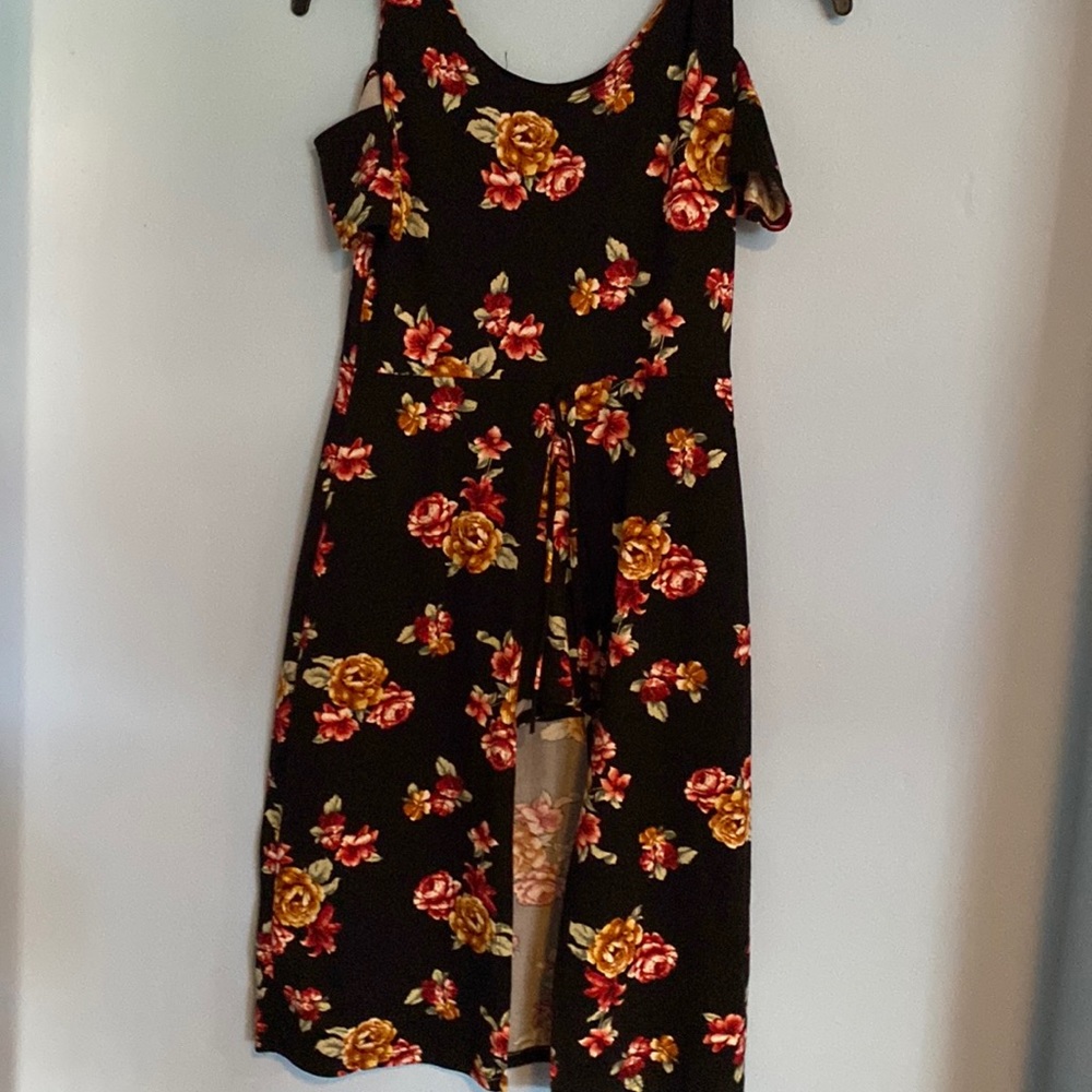 Floral peekaboo front dress with shorts